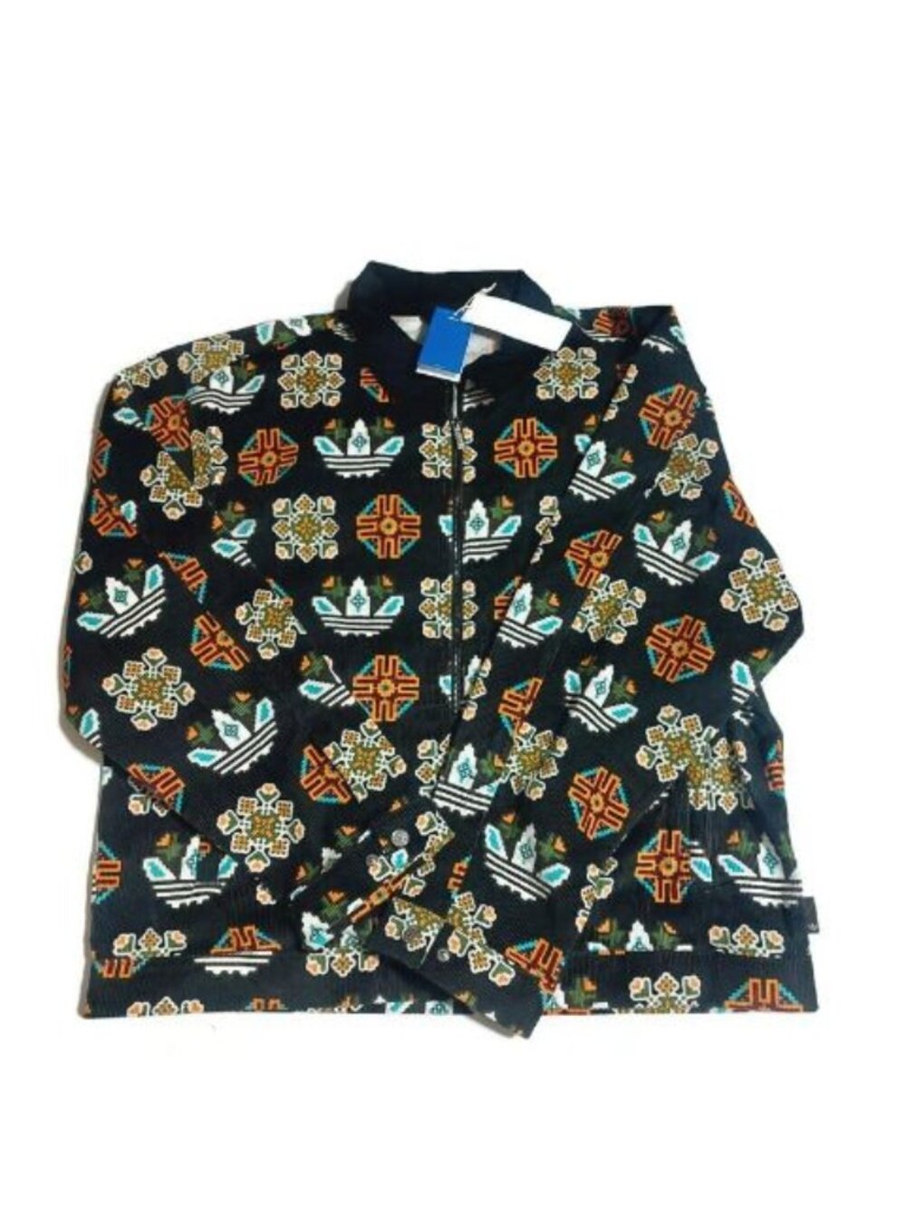Adidas Monogram All Over Print Loose Coach Jacket Mens Size Large Black JY2998
